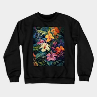 Vibrant Exotic Flower Pattern Crewneck Sweatshirt